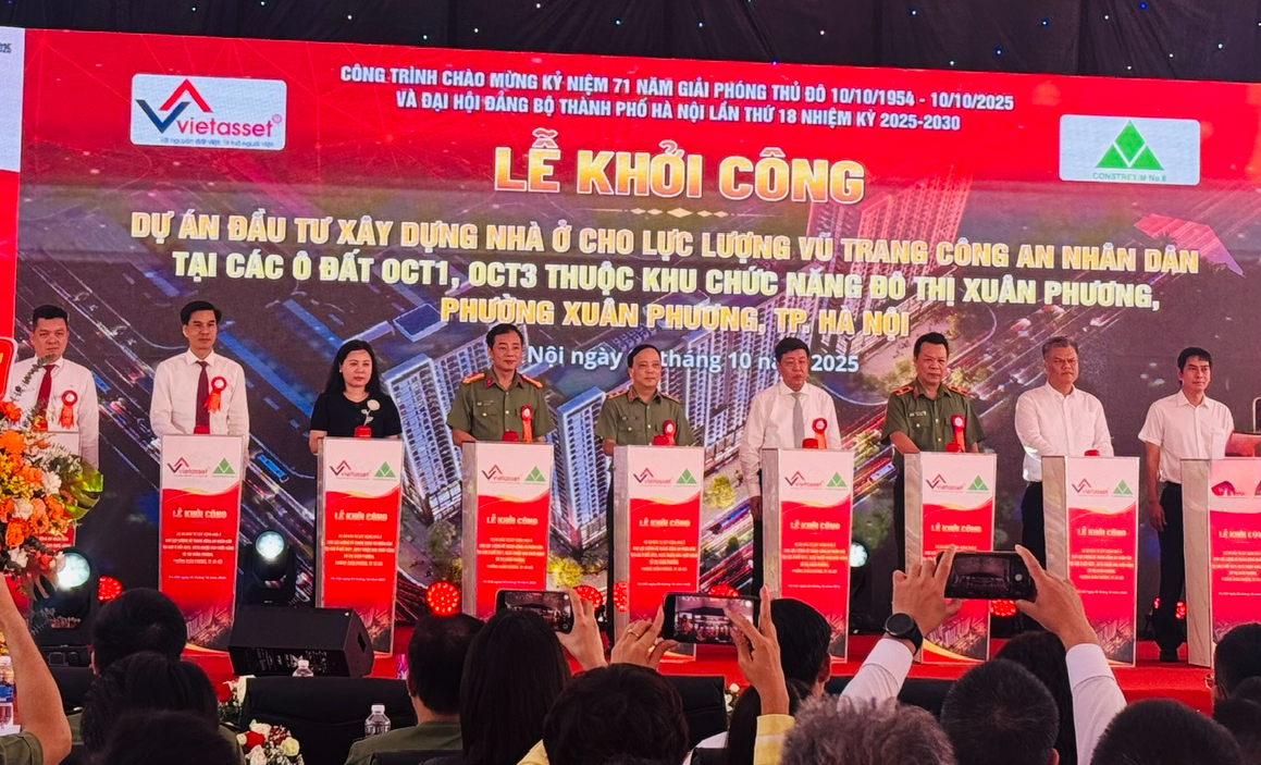 Hà Nội: Khởi công xây dựng 818 căn hộ cho cán bộ, chiến sĩ công an tại Xuân Phương- Ảnh 1.