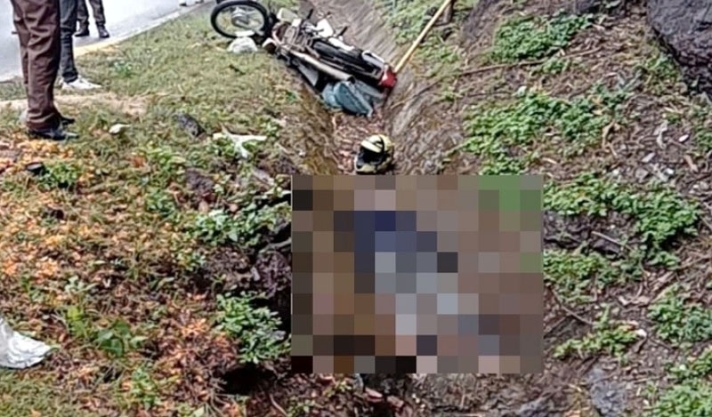 Vụ tai nạn khiến người điều khiển xe máy tử vong tại chỗ - Ảnh: Trấn Long.