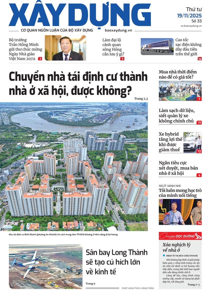 Trang nhất Báo Xây dựng số 33 ra ngày 19/11/2025.