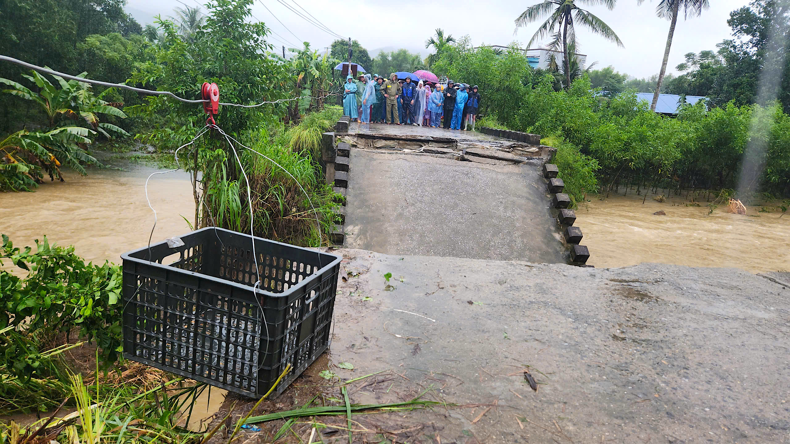 12 giờ dựng xong cầu tạm, nối lưu thông đoạn cầu sập do mưa lũ ở Quảng Ngãi- Ảnh 2. 12 giờ dựng xong cầu tạm, nối lưu thông đoạn cầu sập do mưa lũ ở Quảng Ngãi- Ảnh 2.