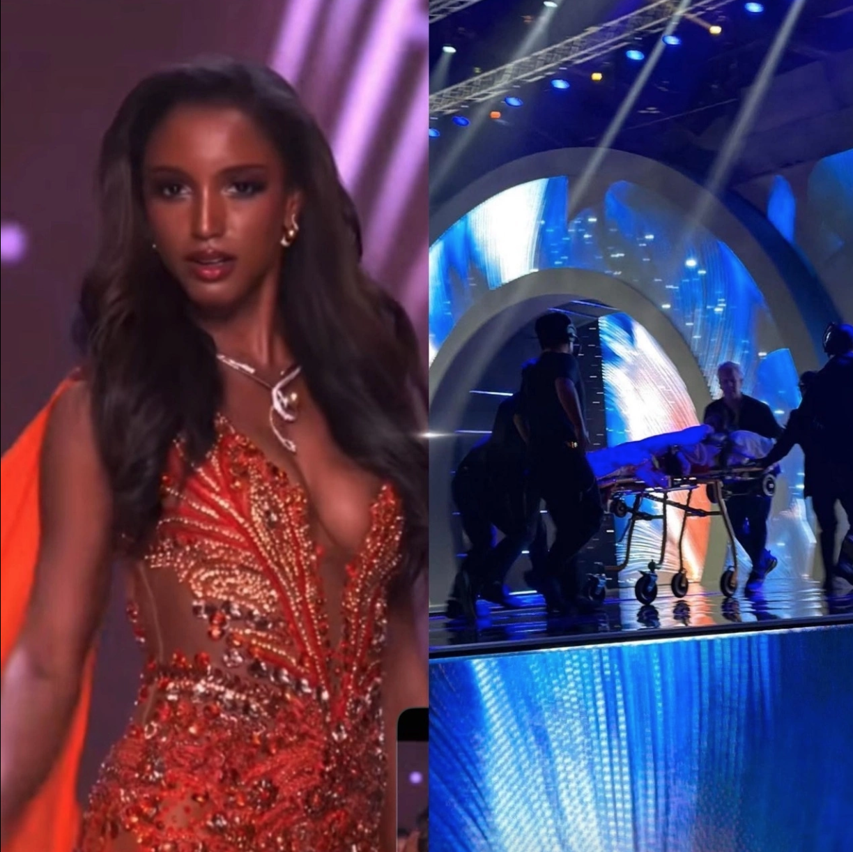 Thí sinh Miss Universe nhập viện sau khi ngã khỏi sân khấu: Sức khỏe giờ ra sao?- Ảnh 1. Thí sinh Miss Universe nhập viện sau khi ngã khỏi sân khấu: Sức khỏe giờ ra sao?- Ảnh 1.