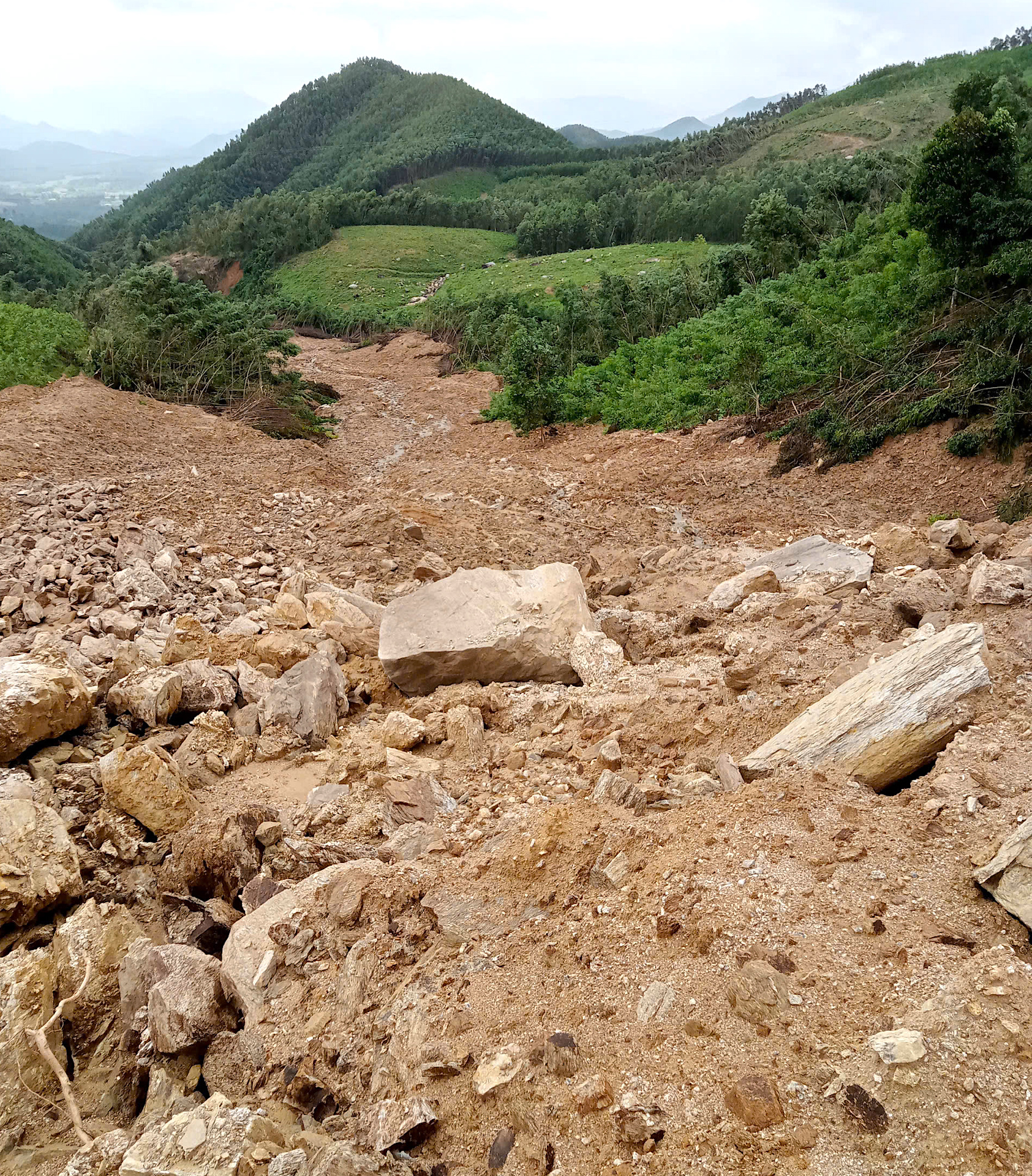 Quảng Ngãi: Đường sụp thành vực sâu, hàng trăm hộ dân bị chia cắt- Ảnh 5.