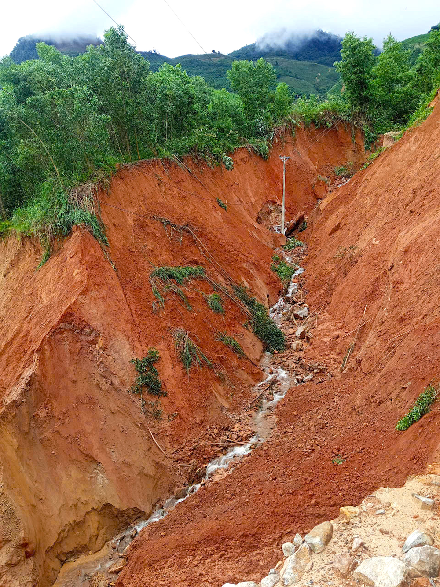 Quảng Ngãi: Đường sụp thành vực sâu, hàng trăm hộ dân bị chia cắt- Ảnh 3.