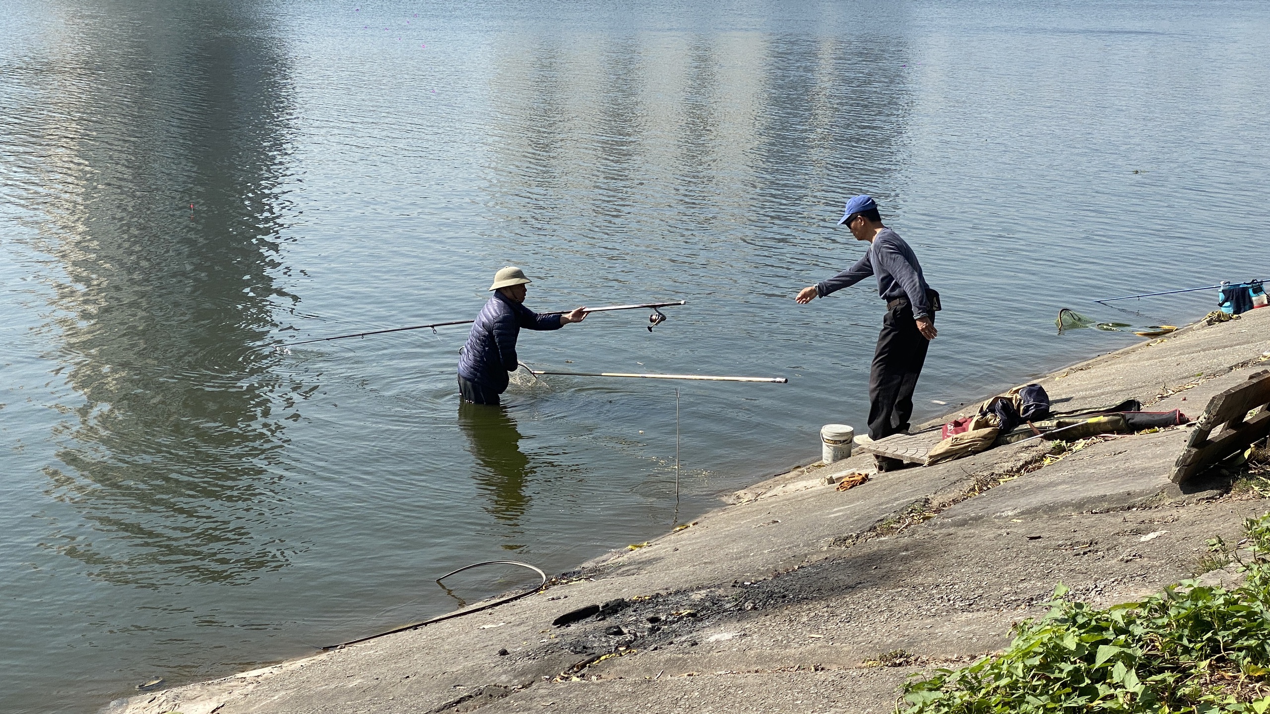 Hồ Linh Đàm ngập ngụa rác, công nhân căng mình dọn dẹp- Ảnh 6. Hồ Linh Đàm ngập ngụa rác, công nhân căng mình dọn dẹp- Ảnh 6.