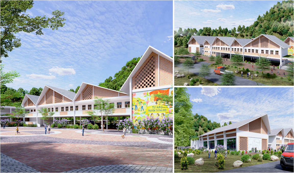 Thiết kế điển hình trường tiểu học và nhà văn hóa thôn kết hợp điểm tránh trú thiên tai- Ảnh 5. Một mẫu thiết kế trường tiểu học kết hợp điểm tránh trú thiên tai quy mô 10 lớp, áp dụng cho các khu vực miền núi Bắc Trung bộ.