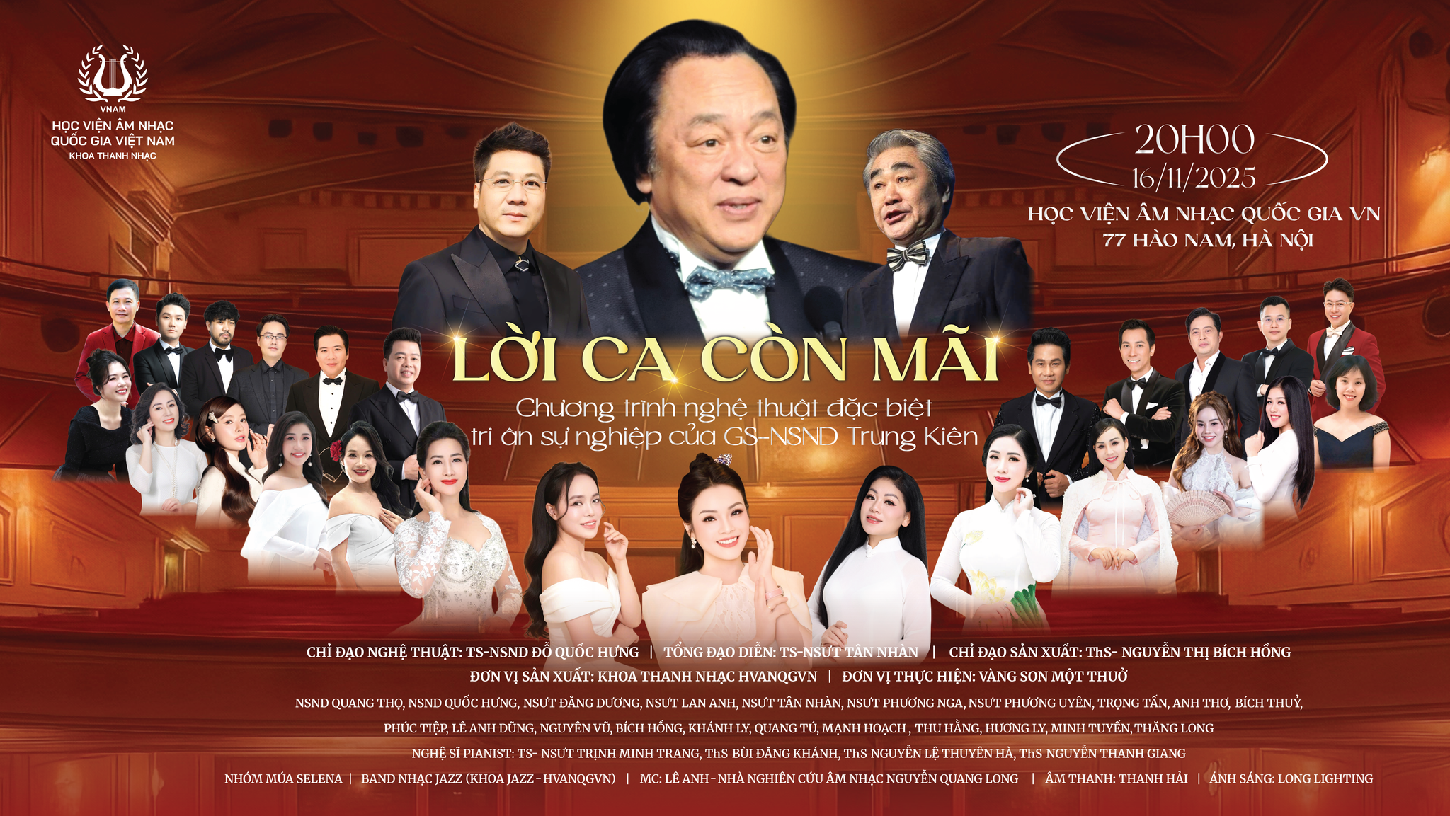 Các thế hệ học trò tri ân NSND Trung Kiên trong đêm nhạc "Lời ca còn mãi"- Ảnh 2. Các thế hệ học trò tri ân NSND Trung Kiên trong đêm nhạc "Lời ca còn mãi"- Ảnh 2.