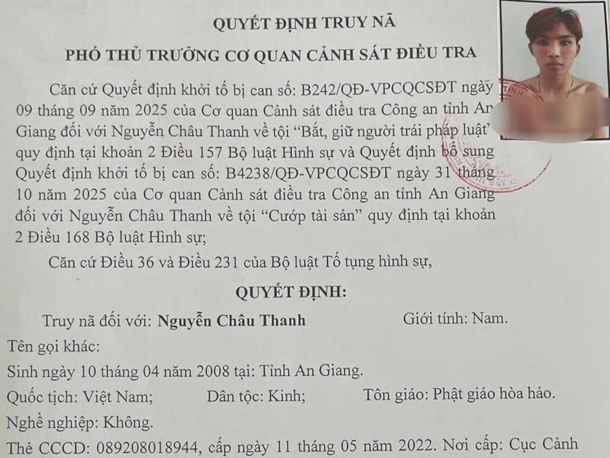An Giang: Truy nã đối tượng bắt giữ người trái pháp luật và cướp tài sản- Ảnh 1.