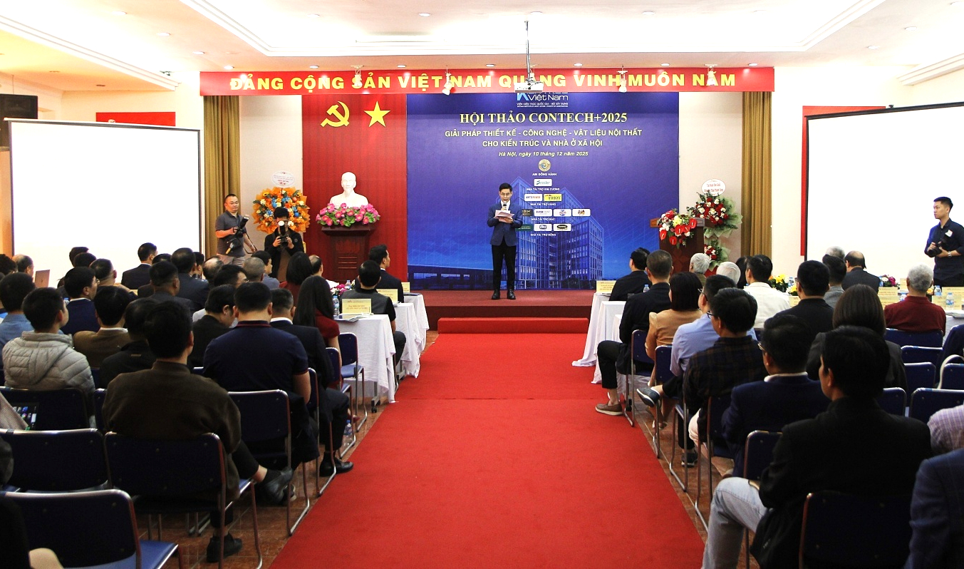 Giải pháp thiết kế, công nghệ, vật liệu và nội thất cho nhà ở xã hội- Ảnh 1. Hội thảo thu hút sự tham gia của nhiều chuyên gia, nhà khoa học và doanh nghiệp công nghệ - vật liệu – nội thất.