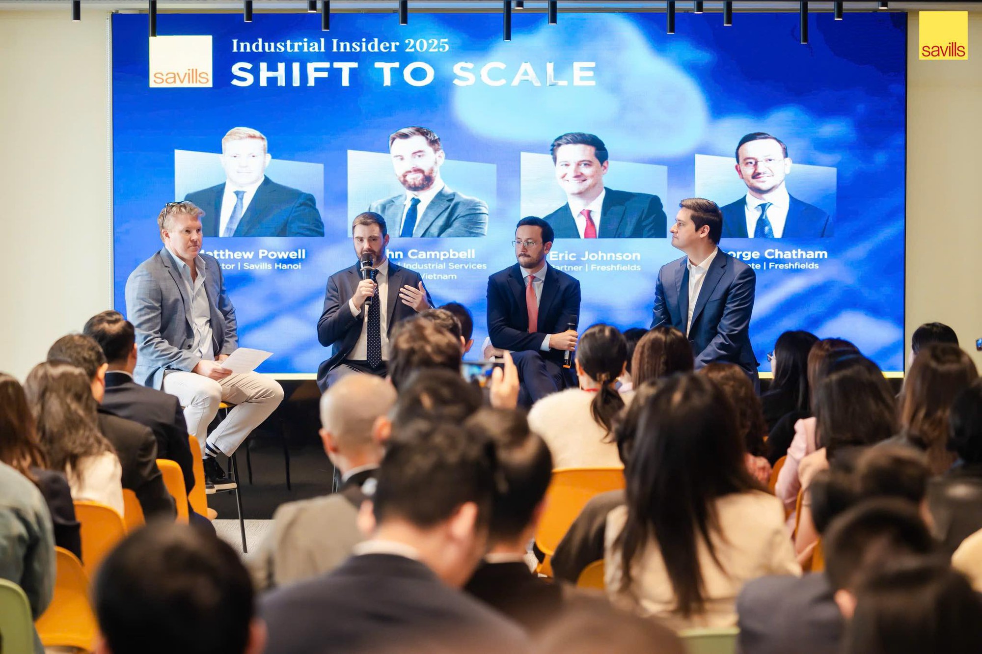 May be an image of text that says "Industrial Insider 2025 savills SHIFT to SHIFTTOSCALE SCALE savills e-tthew -tthewPowell tor|SavilisHanot tor| Savilis Hanoi Powell hn Campbell ndustrial Services etram EricJohnson Eric Johnson tner|Freshfields rtner Freshfields orgeChatham orge Chatham । Freshfields"