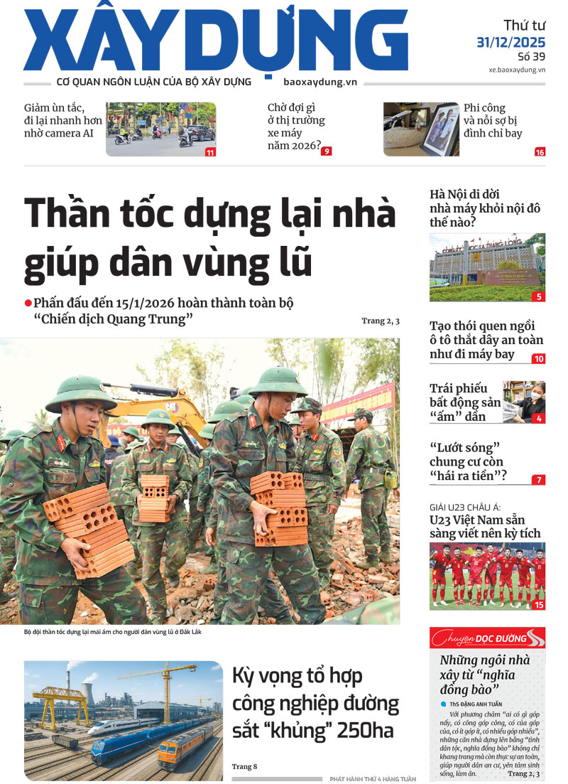 Trang nhất B&aacute;o X&acirc;y dựng số 39 ra ng&agrave;y 31/12/2025.