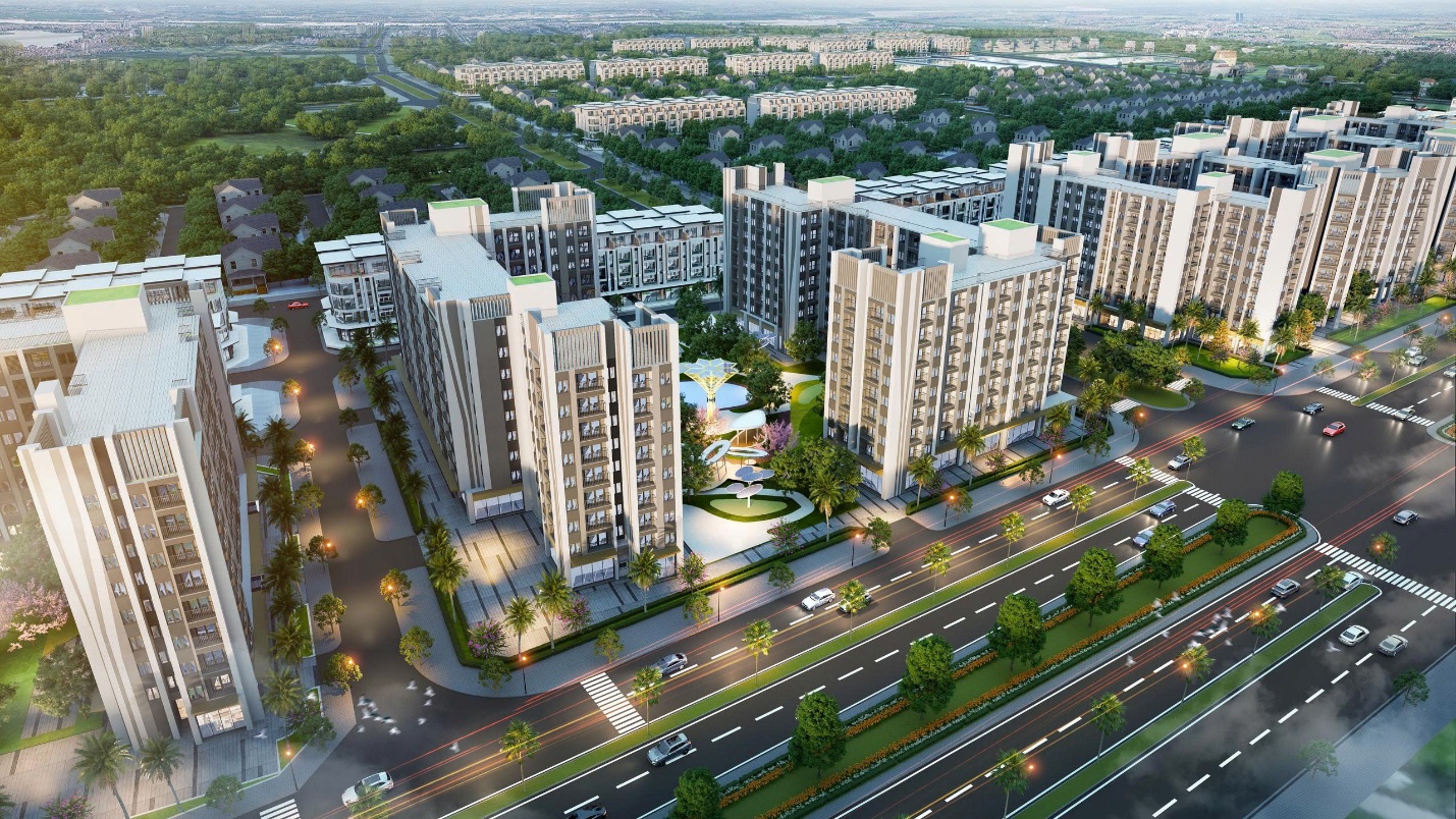 Nhu cầu tăng cao, Thanh Hóa tăng tốc mở bán hàng nghìn căn nhà ở xã hội- Ảnh 2. A high angle view of a city Description automatically generated