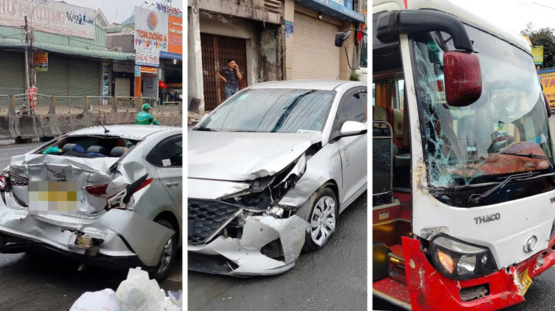Các phương tiện tại hiện trường vụ tai nạn - Ảnh: Phạm Hải. Các phương tiện tại hiện trường vụ tai nạn - Ảnh: Phạm Hải.