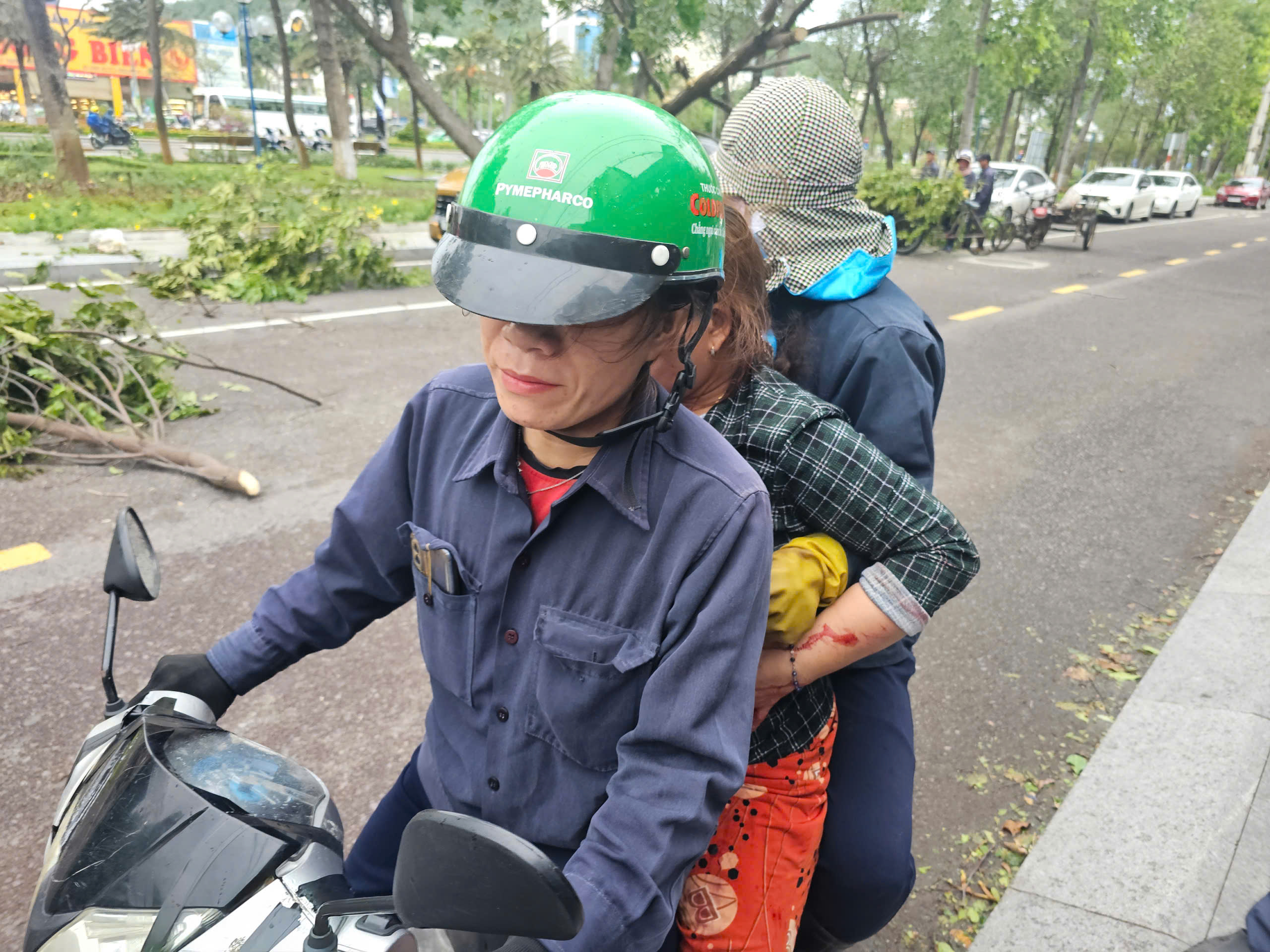 Bình Định: Cây bật gốc giữa phố đè trúng người phụ nữ đi xe máy- Ảnh 2. Bình Định: Cây bật gốc giữa phố đè trúng người phụ nữ đi xe máy- Ảnh 2.