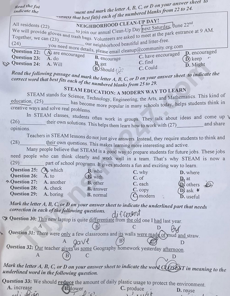 Đ&aacute;p &aacute;n đề thi tuyển sinh lớp 10 m&ocirc;n Tiếng Anh Nghệ An năm 2025- Ảnh 5.