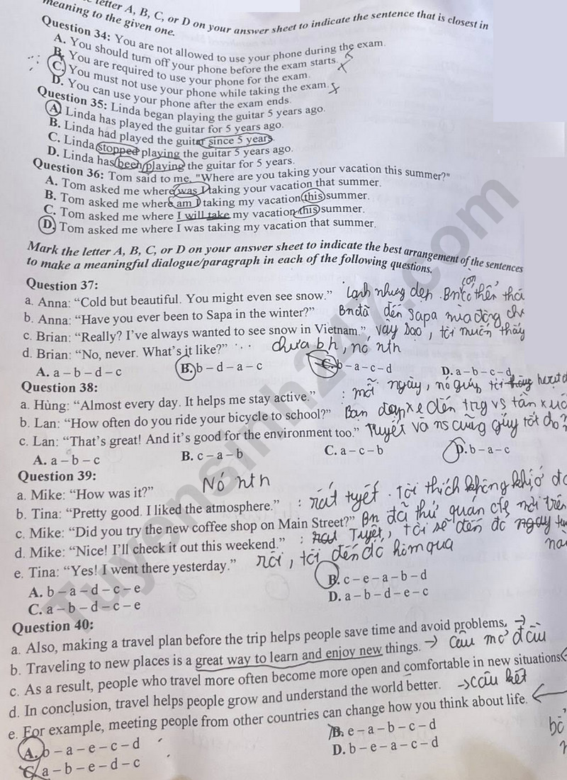 Đ&aacute;p &aacute;n đề thi tuyển sinh lớp 10 m&ocirc;n Tiếng Anh Nghệ An năm 2025- Ảnh 6.