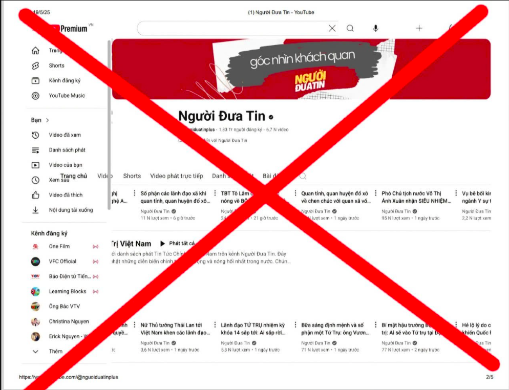 TP.HCM: Chủ kênh YouTube "Người Đưa Tin" bị bắt- Ảnh 2. TP.HCM: Chủ kênh YouTube "Người Đưa Tin" bị bắt- Ảnh 2.