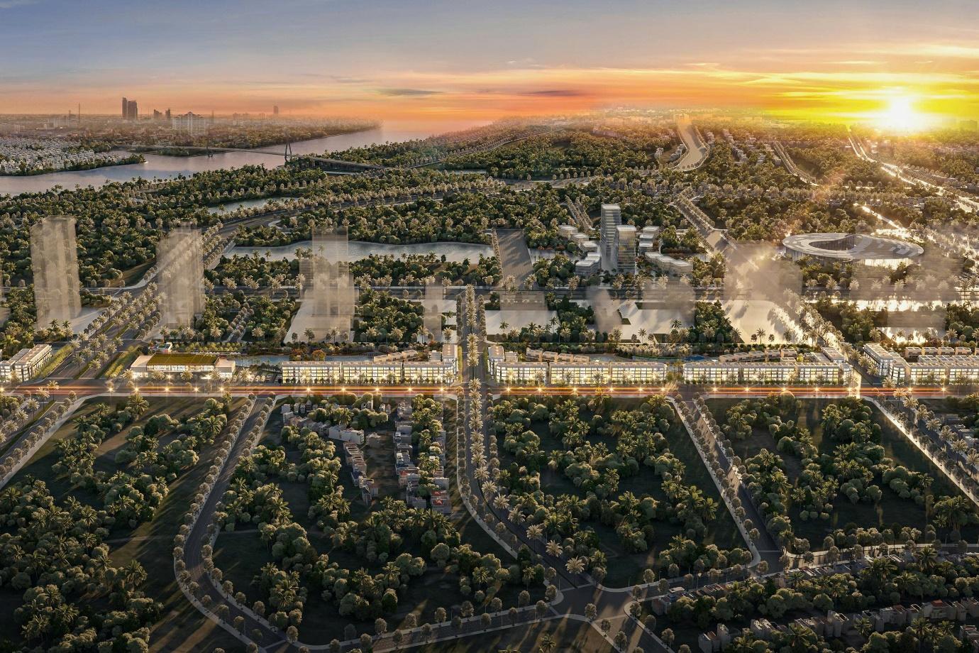 VHA LAND hợp tác phát triển kinh doanh siêu phẩm Bạch Đằng 1288- Ảnh 1. An aerial view of a city AI-generated content may be incorrect.