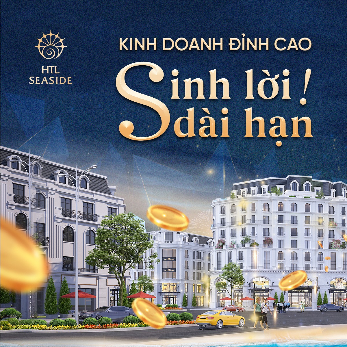 Thế hệ bất động sản nghỉ dưỡng mới - nơi dòng tiền tự vận hành, giá trị tự sinh sôi- Ảnh 4. Có thể là hình ảnh về 2 người và văn bản cho biết 'HTL SEASIDE KINH DOANH ĐỈNH CAO Sinh inh lời! hạn iNO'