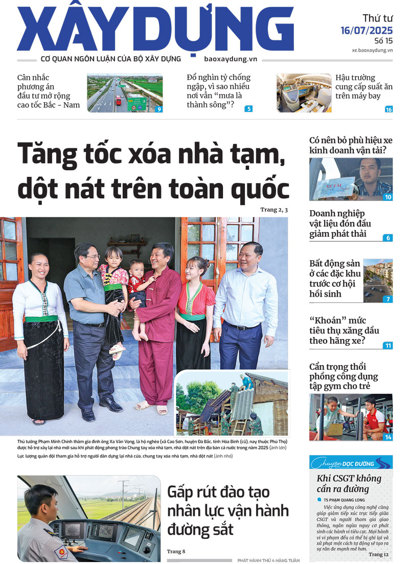 Trang nhất Báo Xây dựng số 15 ra ngày 16/7/2025. Trang nhất Báo Xây dựng số 15 ra ngày 16/7/2025.