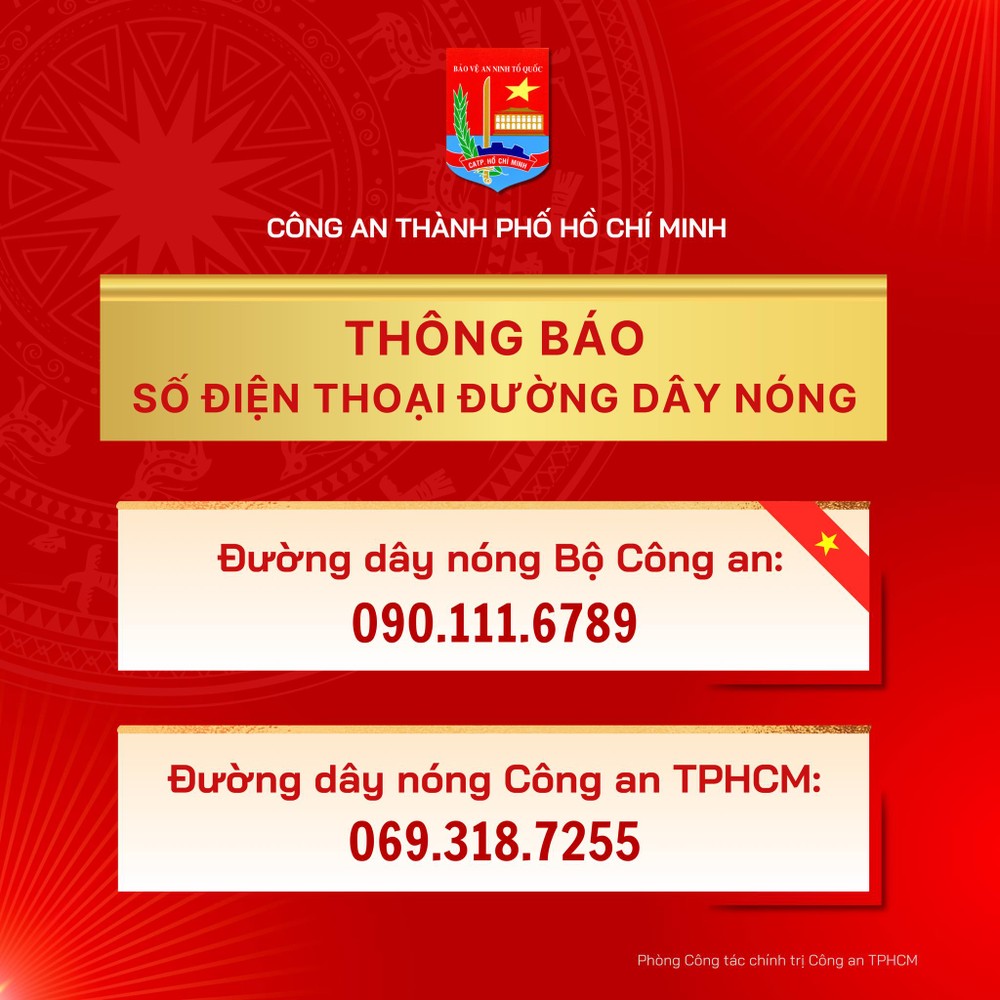 Công an TP.HCM công bố đường dây nóng nhận phản ánh tiêu cực- Ảnh 1. Công an TP.HCM công bố đường dây nóng nhận phản ánh tiêu cực- Ảnh 1.