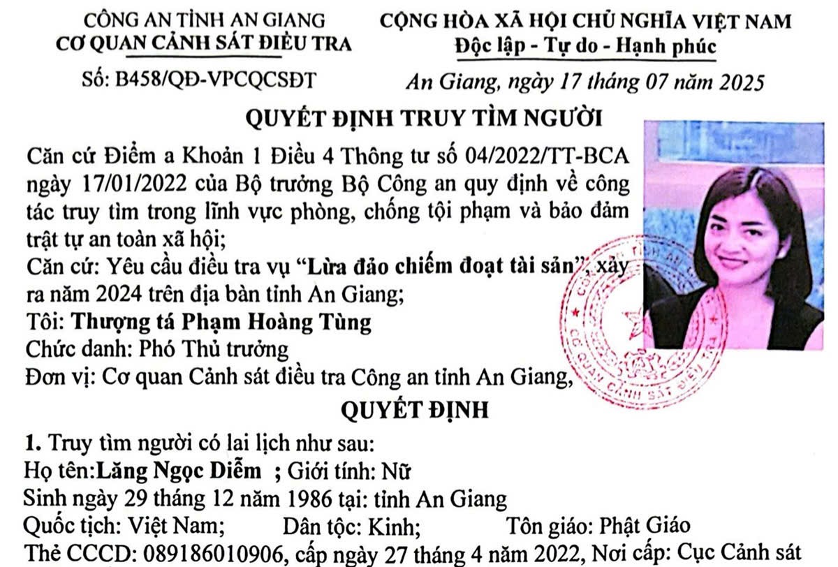 Truy tìm người phụ nữ ở An Giang bị tố lừa đảo, chiếm đoạt gần 30 tỷ đồng- Ảnh 1.