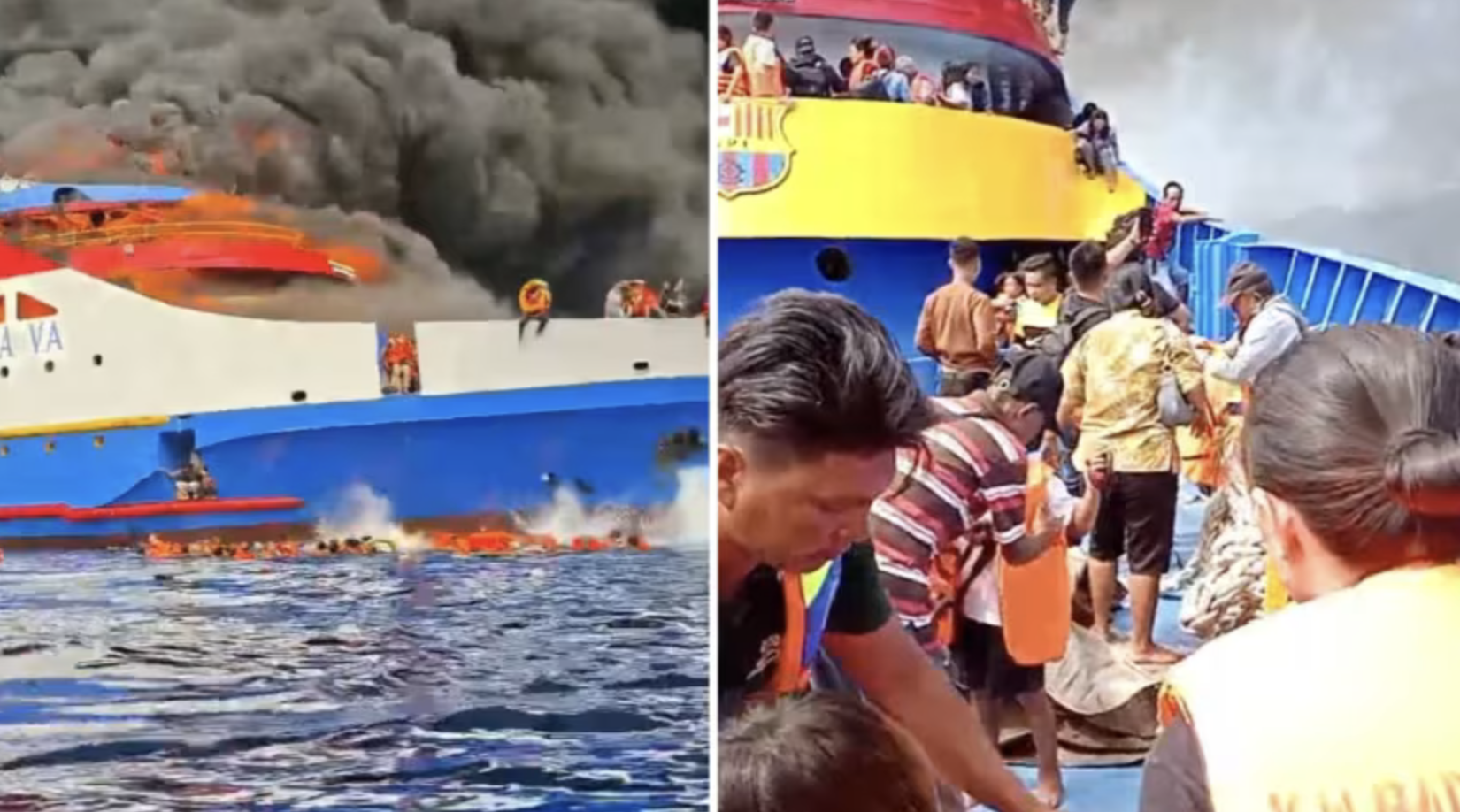 Video cháy tàu tại Indonesia, hành khách nhảy xuống biển thoát thân- Ảnh 1. Video cháy tàu tại Indonesia, hành khách nhảy xuống biển thoát thân- Ảnh 1.