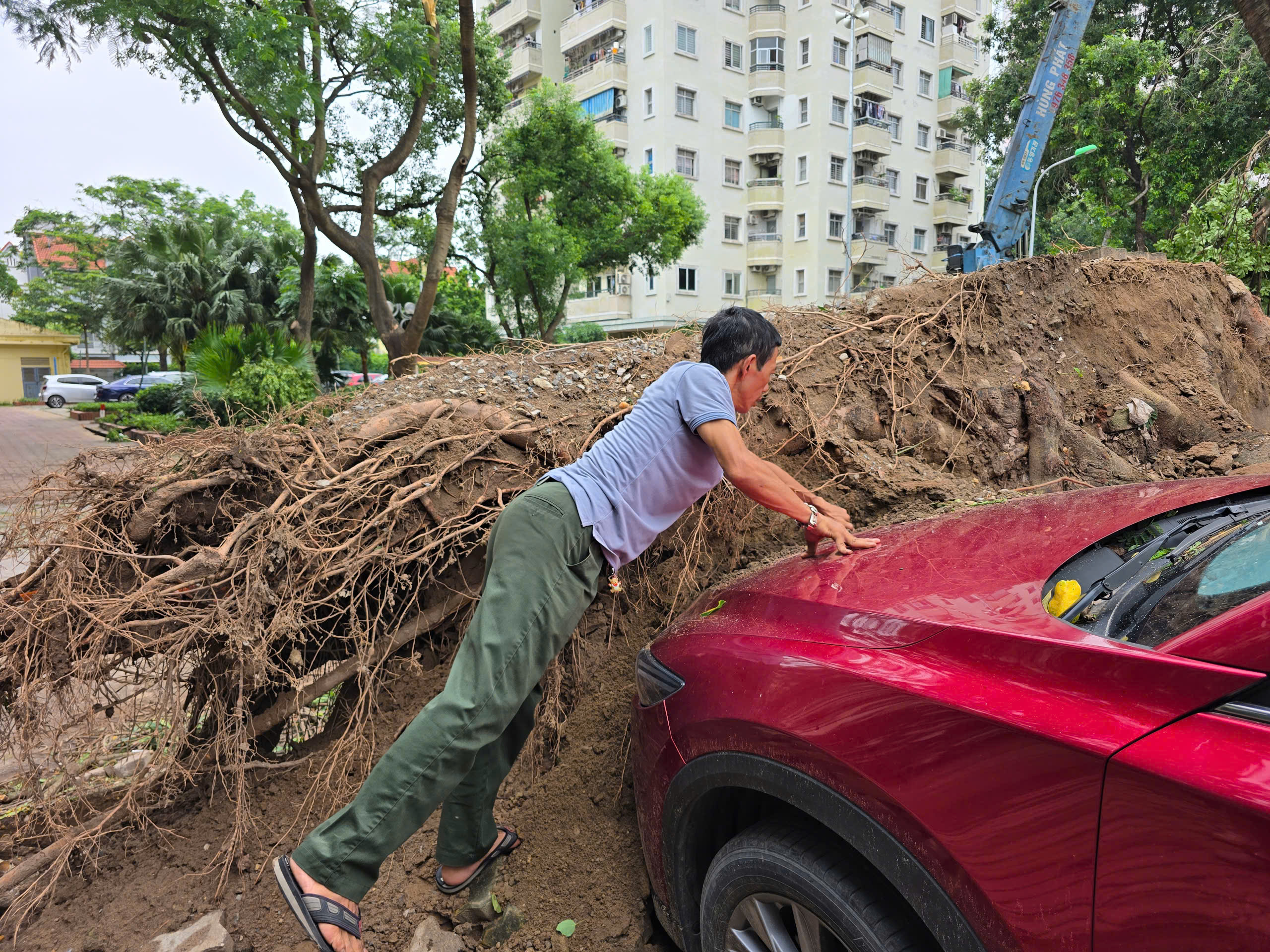 Hà Nội: Khẩn trương khắc phục hậu quả sau giông lốc, giải cứu ô tô, xe buýt mắc kẹt- Ảnh 7.