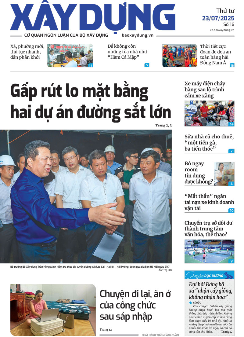 Trang nhất Báo Xây dựng số 16 ra ngày 23/7/2025.