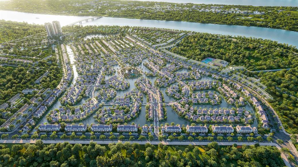 Đảo Châu Âu - Eco Central Park: Du ngoạn bốn mùa hoa giữa lòng xứ Nghệ- Ảnh 2. A aerial view of a city Description automatically generated