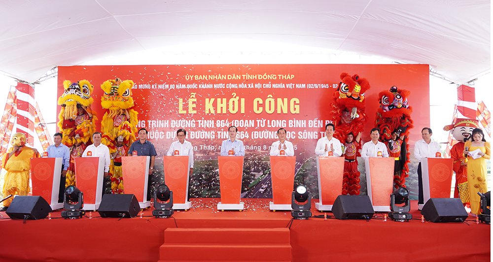 Đồng Tháp: Khởi công đường tỉnh 864 kết nối vùng biển Gò Công- Ảnh 1.