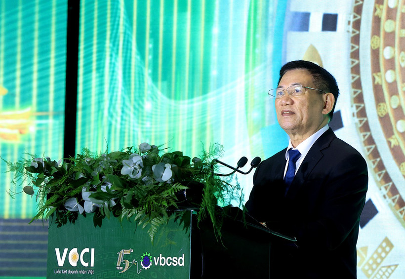 Phó Thủ tướng Chính phủ Hồ Đức Phớc, Chủ tịch Hội đồng Quốc gia về Phát triển bền vững đã nhấn mạnh quá trình thúc đẩy phát triển bền vững ở Việt Nam, cộng đồng doanh nghiệp đóng vai trò trung tâm. (Ảnh: Vietnam+)
