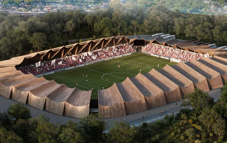 Fukushima United unveils concept for Japan’s first fully wooden, eco-friendly stadium- Ảnh 1. Fukushima United unveils concept for Japan’s first fully wooden, eco-friendly stadium- Ảnh 1.