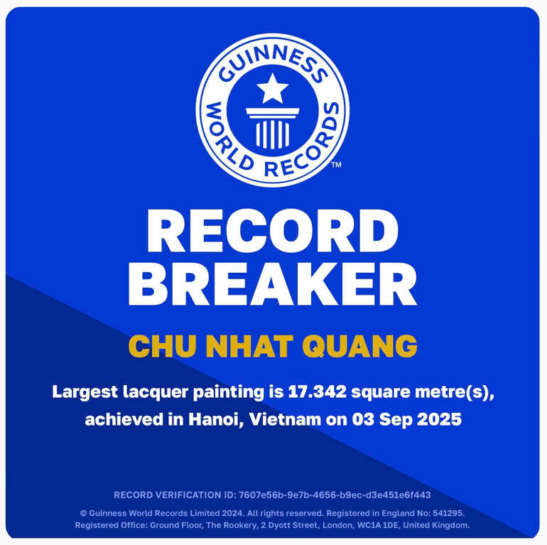Tranh sơn mài "Bác Hồ đọc Tuyên ngôn Độc lập" xác lập kỷ lục Guinness thế giới- Ảnh 1. Tranh sơn mài "Bác Hồ đọc Tuyên ngôn Độc lập" xác lập kỷ lục Guinness thế giới- Ảnh 1.