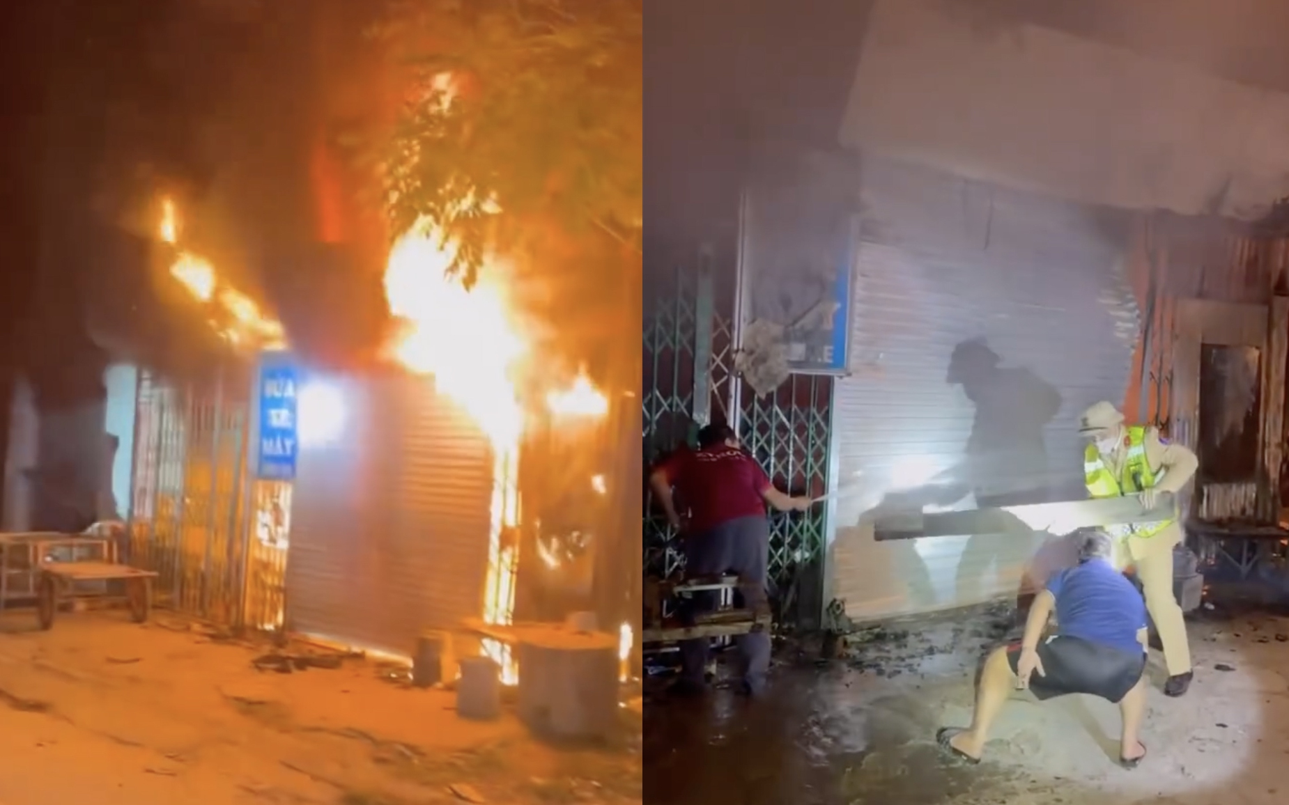 Đang đi tuần tra, CSGT kịp thời ph&aacute; cửa giải cứu 11 người tho&aacute;t ra khỏi ng&ocirc;i nh&agrave; ch&aacute;y