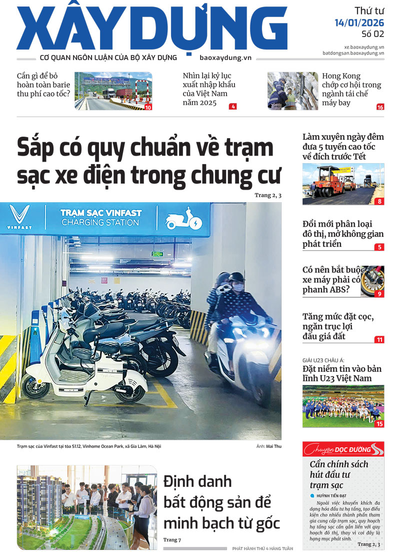 Trang nhất B&aacute;o X&acirc;y dựng số 2 ra ng&agrave;y 14/1/2026.