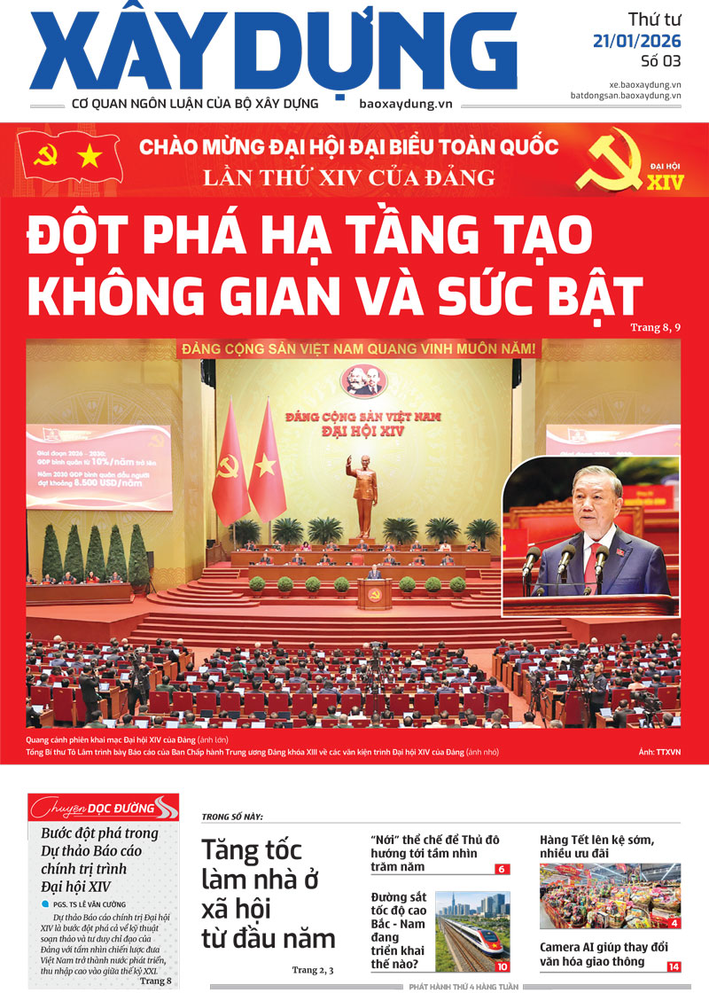 Trang nhất B&aacute;o X&acirc;y dựng số 3 ra ng&agrave;y 21/1/2026.