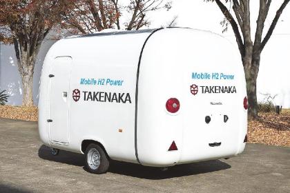 トレーラーの上にあるバン  中程度の精度で自動的に生成された説明