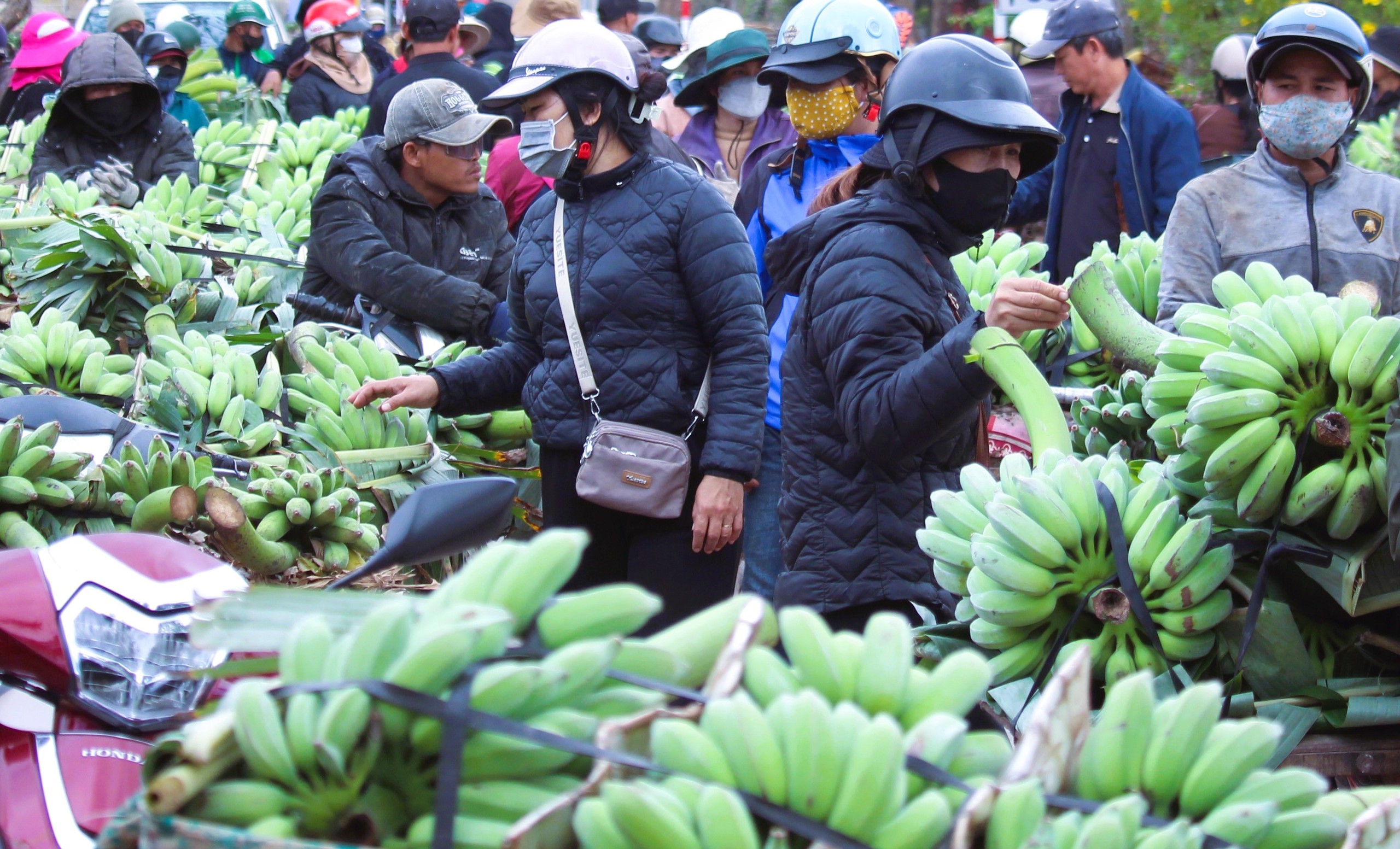 Nhộn nhịp chợ chuối lớn nhất miền Trung cận Tết, kh&ocirc;ng b&aacute;n lẻ từng buồng- Ảnh 1.