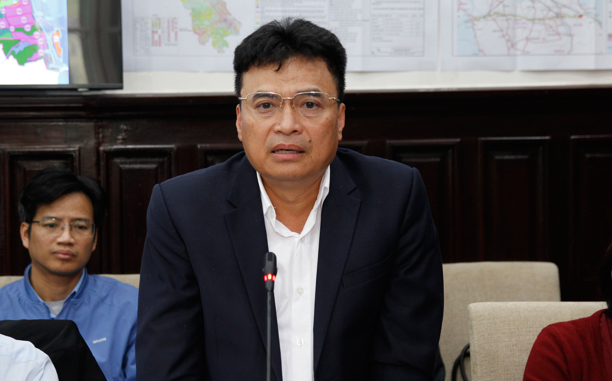 &Ocirc;ng Trịnh Huy Triều, Trưởng ban quản l&yacute; khu kinh tế Nghi Sơn ph&aacute;t biểu tại Hội nghị.