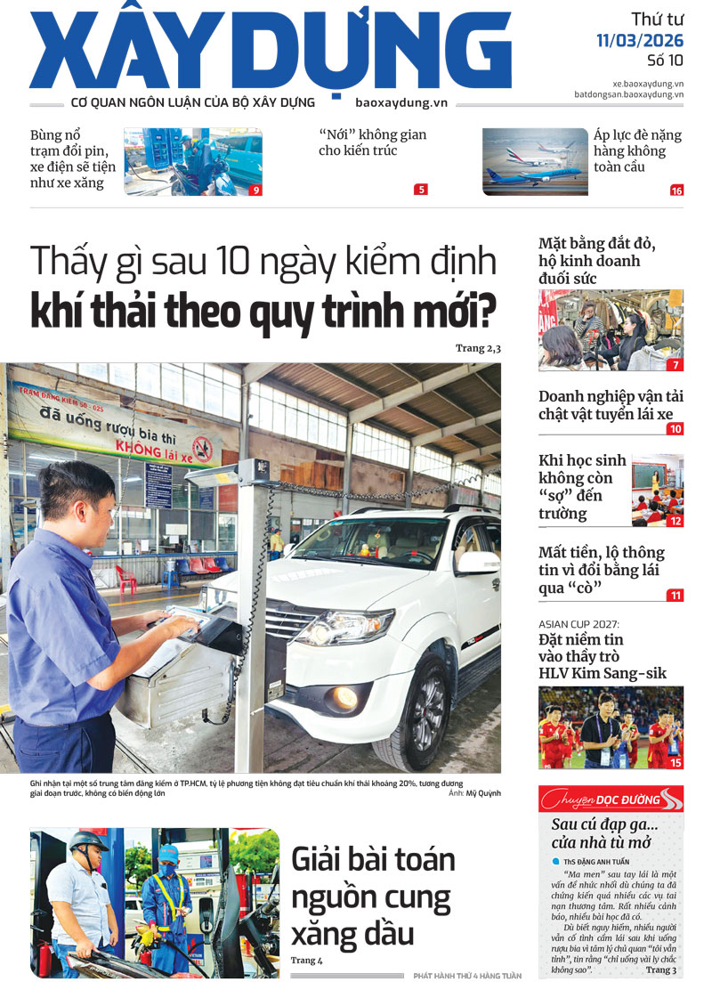Trang nhất B&aacute;o X&acirc;y dựng số 10 ra ng&agrave;y 11/3/2026.