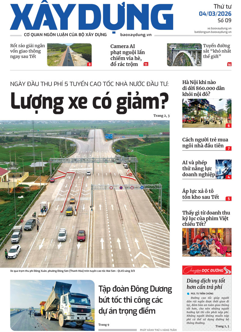 Trang nhất B&aacute;o X&acirc;y dựng số 9 ra ng&agrave;y 4/3/2026.