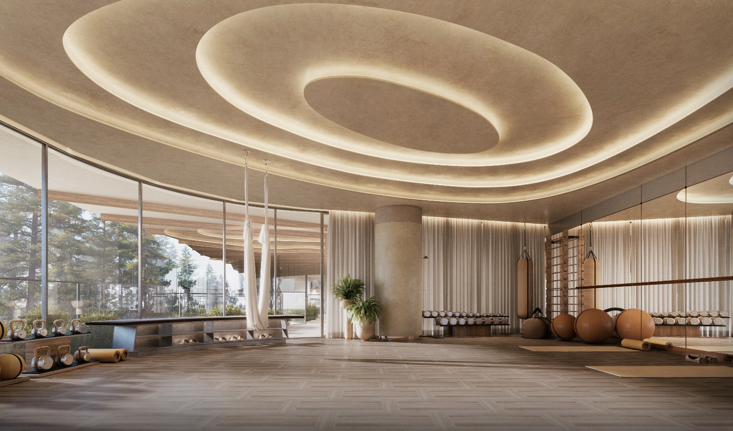 A large room with a large ceiling  Description automatically generated