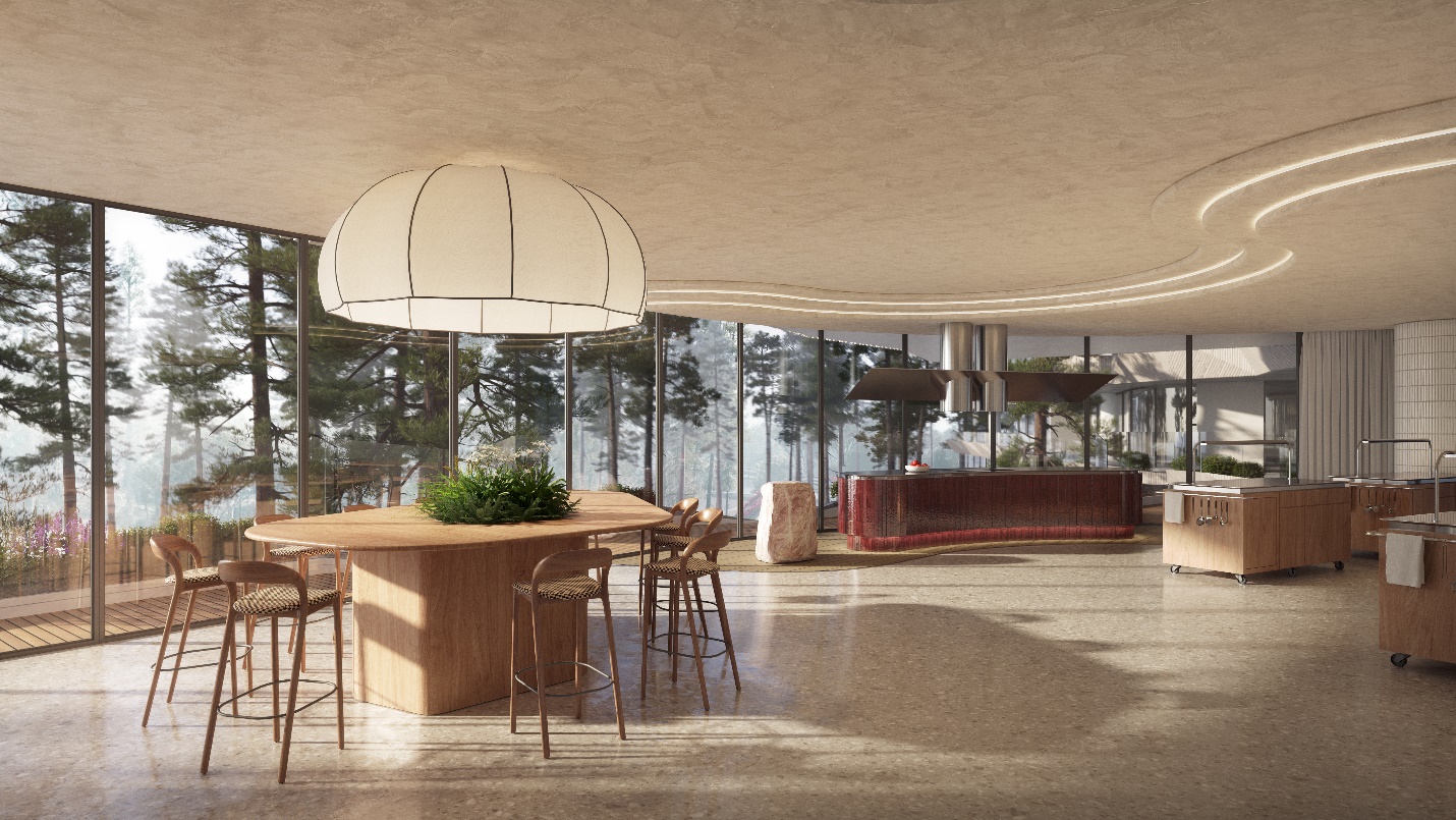 A room with a table and chairs  Description automatically generated