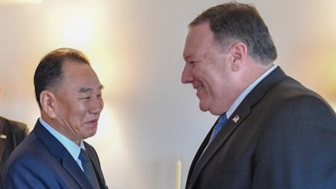 Kim Yong-chol and Mike Pompeo