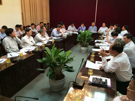 Bộ trưởng Đinh La Thăng, Bí thư Ban cán sự đảng Bộ GTVT chỉ đạo buổi làm việc của Ban cán sự bàn trọng tâm công tác quý II/2014