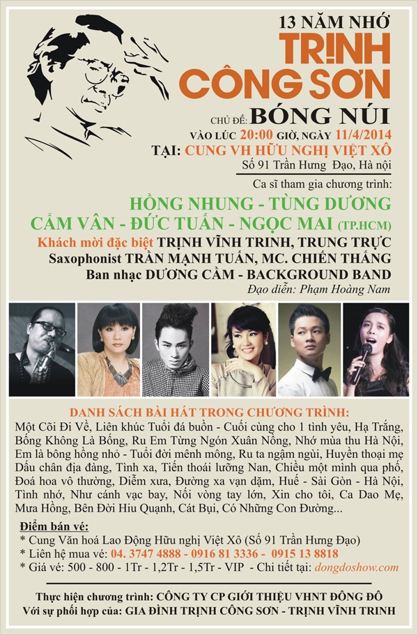 Nhiều ca sỹ gắn bó với nhạc Trịnh sẽ góp mặt trong chương trình