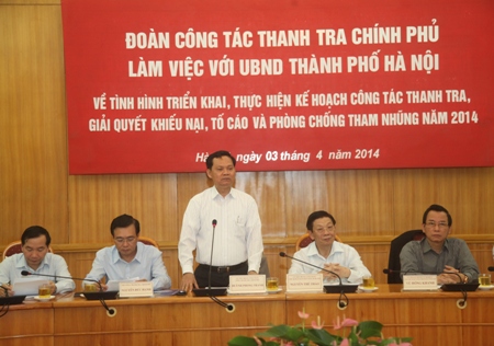 Tổng Thanh tra Huỳnh Phong Tranh làm việc với UBND TP Hà Nội