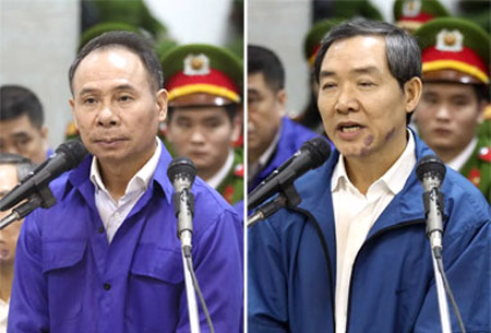 Mai Văn Phúc (bên trái) và Dương Chí Dũng (bên phải) đã bị tuyên án tử hình về các hành vi “Tham ô tài sản” và “Cố ý làm trái các quy định của Nhà nước về quản lý kinh tế gây hậu quả nghiêm trọng