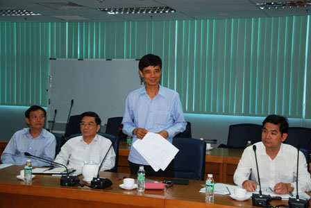 Thứ trưởng Bộ GTVT Phạm Quy Tiêu phát biểu tại buổi làm việc