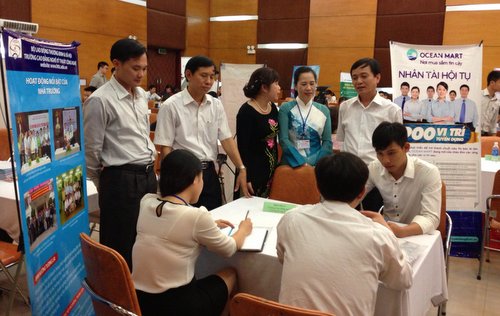 Lãnh đạo Liên đoàn Lao động Tp Hà Nội đến dự Ngày hội việc làm lần thứ XV